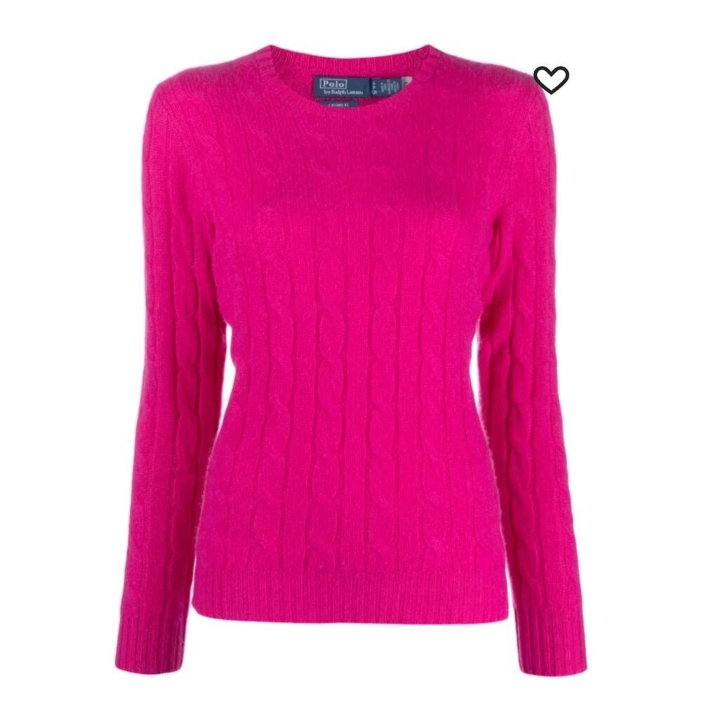 Polo Ralph Lauren Women's Julianna cable-knit cashmere jumper Fushia XL